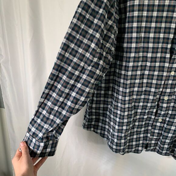 Brooks Brothers Regent Flannel Shirt Men's XXL Blue White Plaid Button Up - Picture 4 of 7